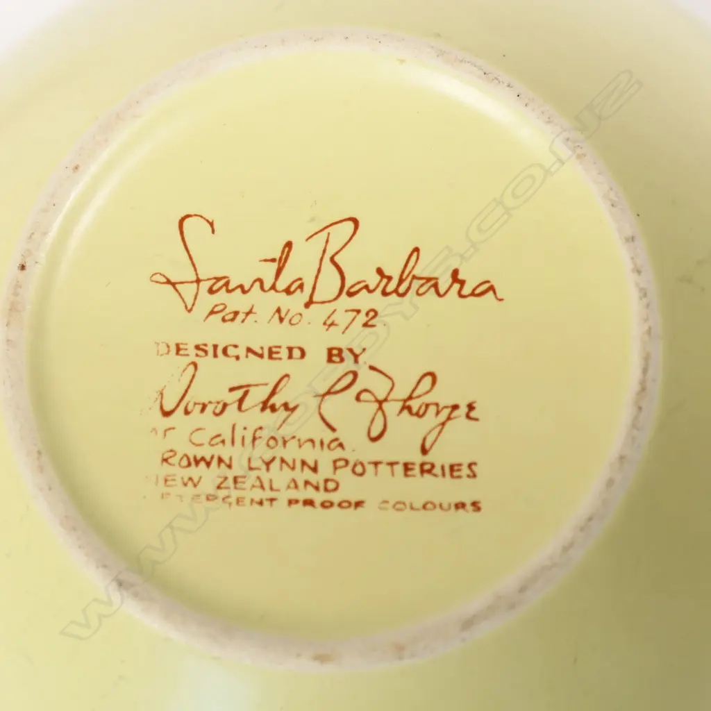 DOROTHY THORPE CROWN LYNN 'SANTA BARBARA' YELLOW CUP & SAUCER, #472 Image 1++