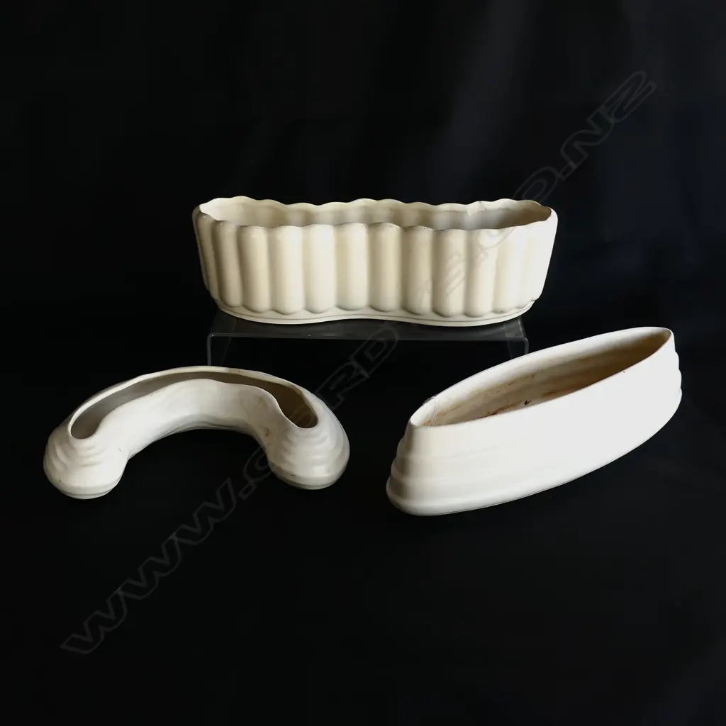 3 CROWN LYNN SM TROUGH VASES (2 w faults) Image 1++
