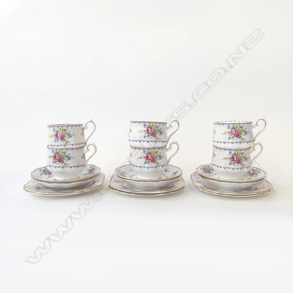 6 ROYAL ALBERT PETIT POINT CHINTZ TRIOS Image 1++