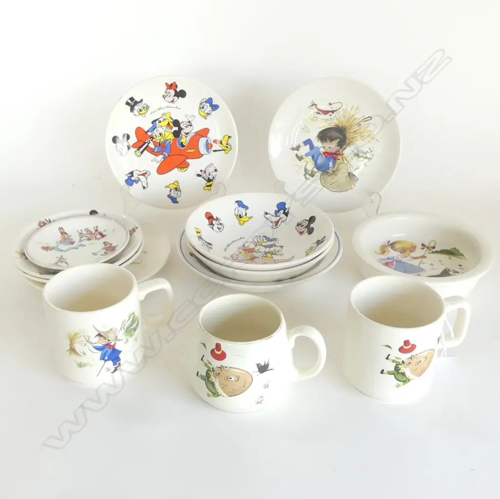 CHILDRENS PLATES & BOWLS, CROWN LYNN & NURSERY RHYMES by KELSTON, (Bo Peep bowl repaired) Image 1++