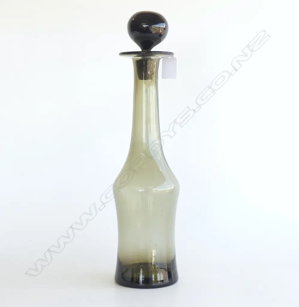 TALL VINTAGE PER LUTKEN  for HOLMEGAARD SMOKEY BALL STOPPER DECANTER, H.390mm Image 1++