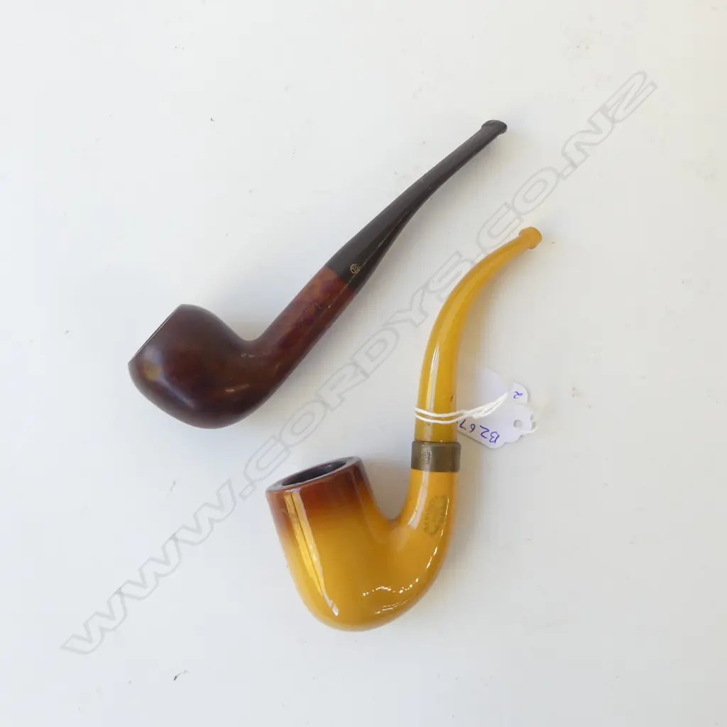 TWO VINTAGE SMOKING PIPES – ‘B.A HUNITE’ HOLLAND & ‘BRUKEN’ SPAIN L.145MM Image 1++