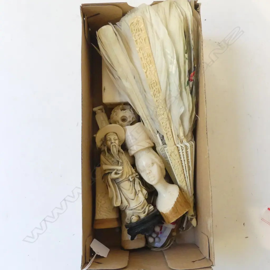 ASST. IVORY & BONE PCES + RESIN CHINESE FIGURE H.140mm Image 1++
