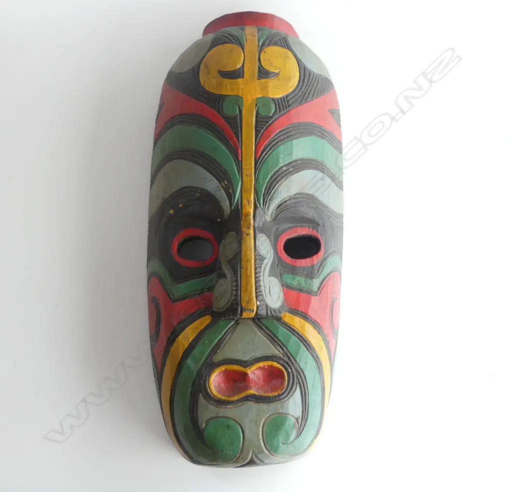 MID/LATE 20thC MAORI CARVED LONG MASK ebonised finish. L.485mm.Purchased in U.S.A c1990's while hunting thrift shops etc Image 1++