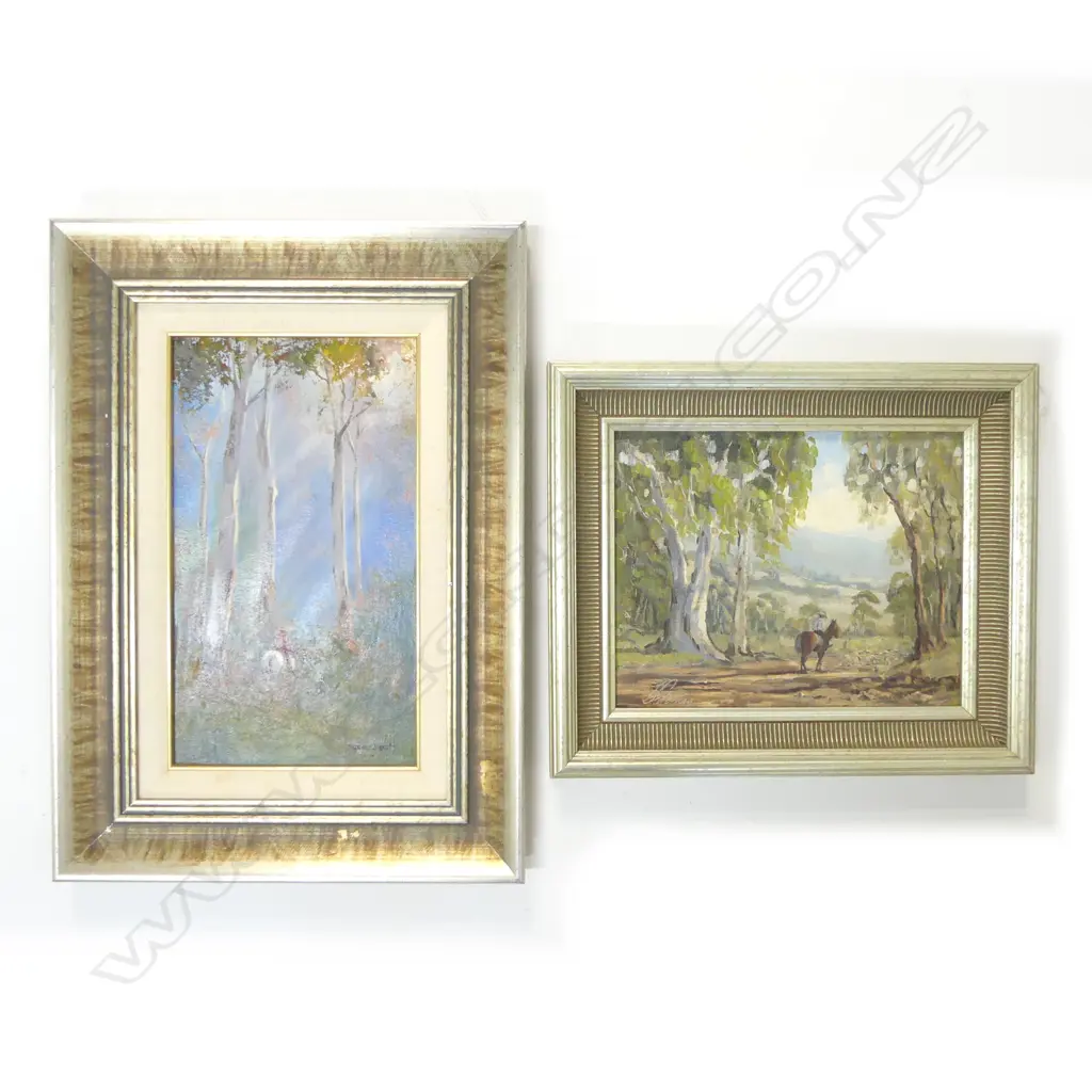 2 OILS; HORSE RIDER IN GUMS, KEVIN BEST 300x170mm, RONALD PETERS 190x240mm Image 1++