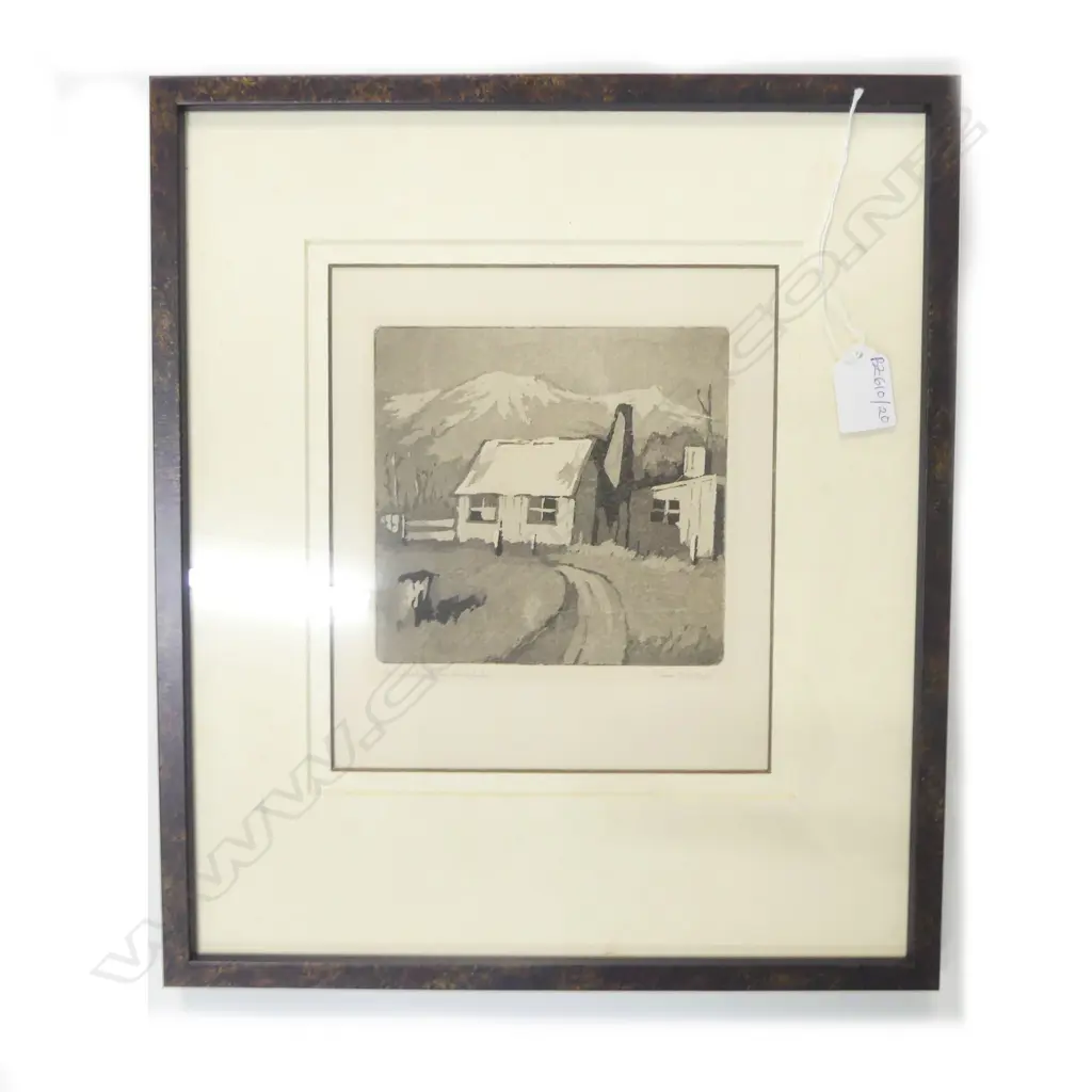 ALICE F. WHYTE 'RUAPEHU FROM HOROPITO' ETCHING 150x150mm Image 1++