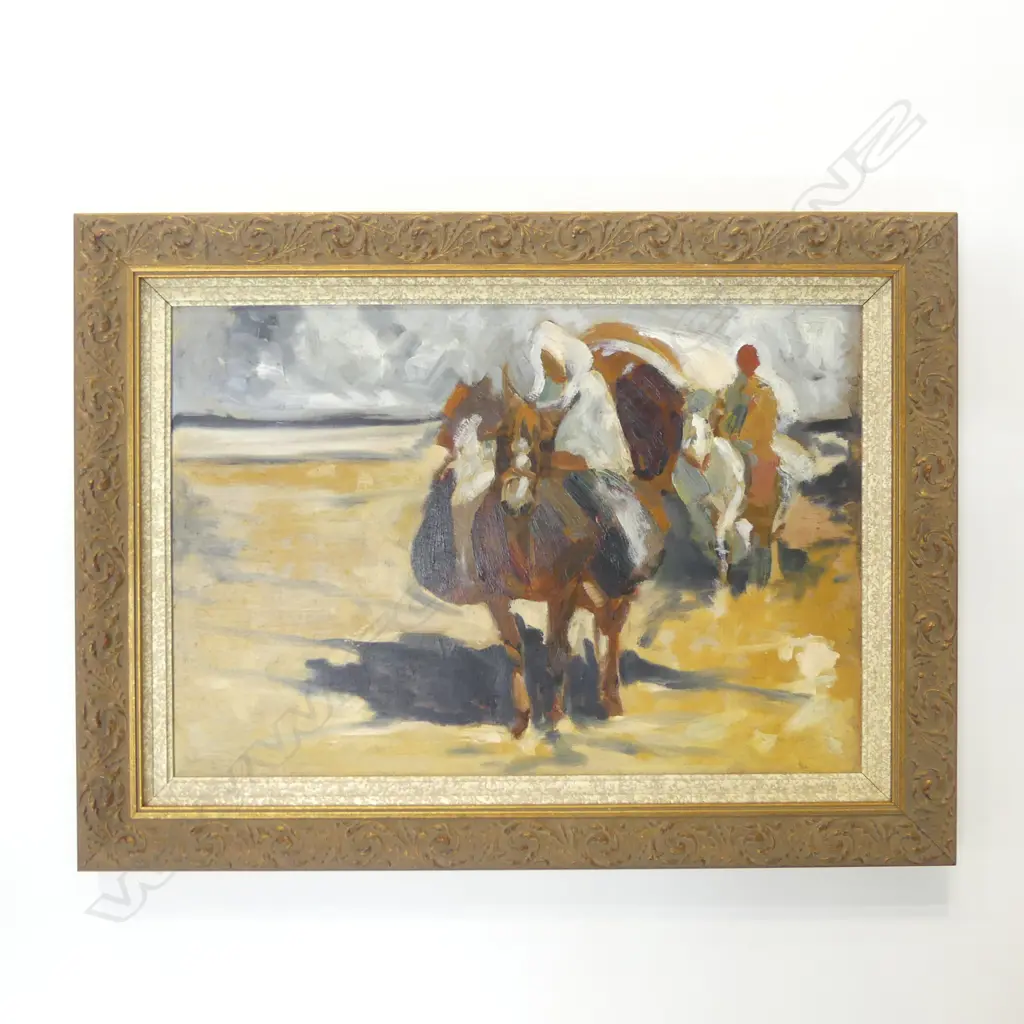 ARTIST UKNOWN, RIDERS ON HORSEBACK, OIL ON BOARD 330x480mm (DOUBLE SIDED) Image 1++