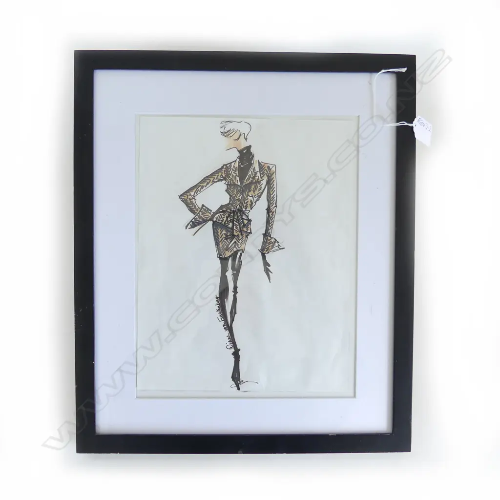 Diane von Furstenberg drawing fashion sketch ink & graphite 280 x 215mm Image 1++