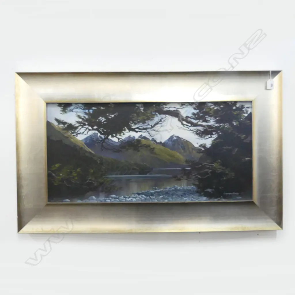 GRAHAM MOELLER, LAKE GUNN, OIL ON CANVAS 360x740mm Image 1++