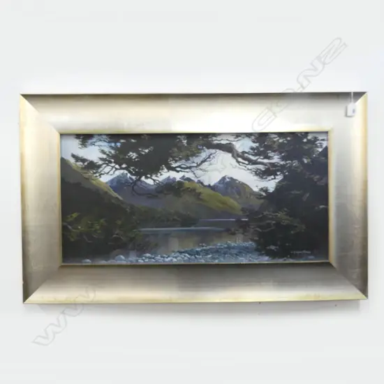 GRAHAM MOELLER, LAKE GUNN, OIL ON CANVAS 360x740mm