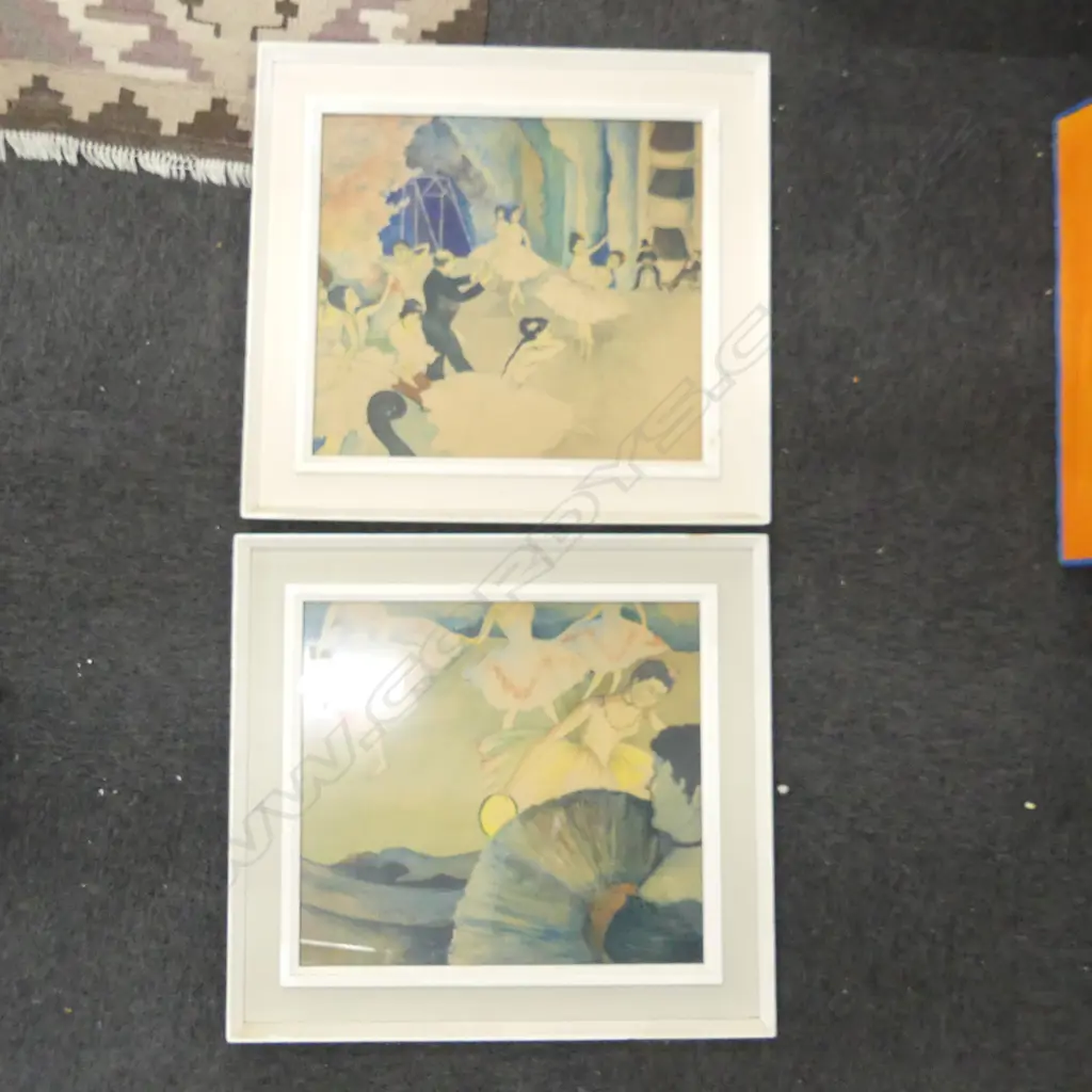 PAIR VINTAGE FRAMED BALLET DANCERS, WATERCOLOUR, 640 x 700mm Image 1++