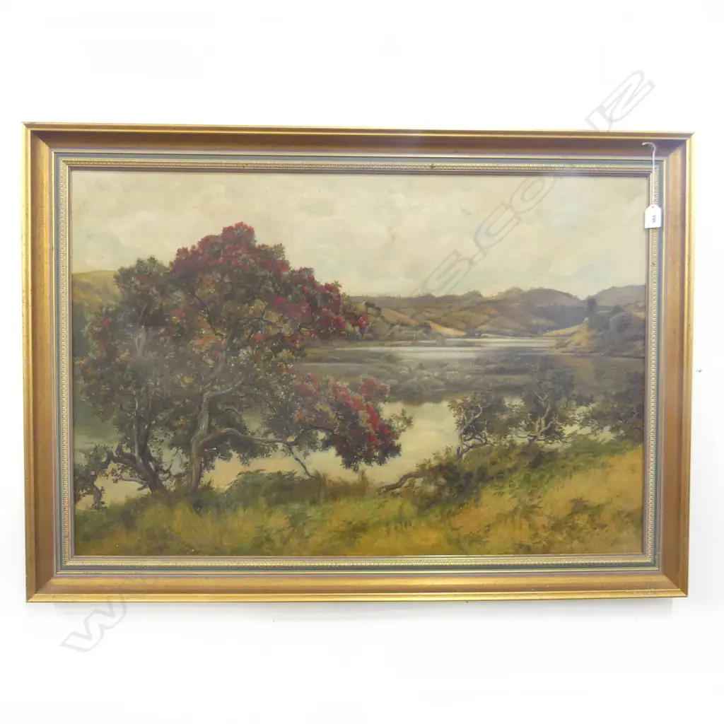 H.WALLACE, POHUTUKAWA IN ESTUARY, OIL ON CANVAS, 725 x1020mm Image 1++