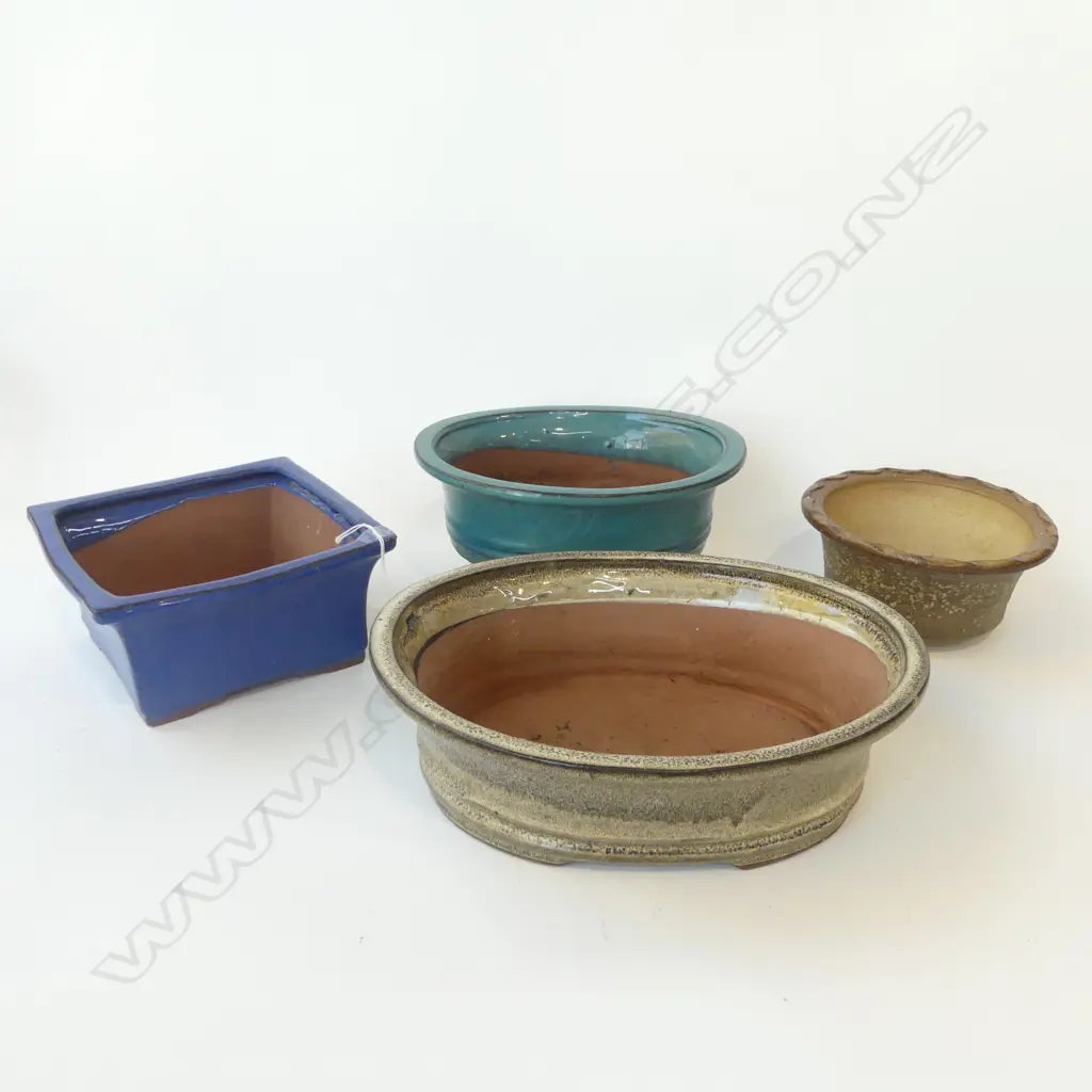 4 GLAZED CERAMIC BONSAI POTS W.315mm Image 1++