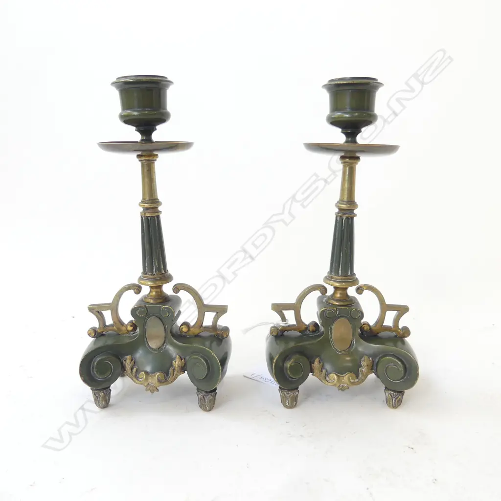 *do not sell RTV** PR ANTIQUE BRASS CANDLESTICKS H.195mm Image 1++