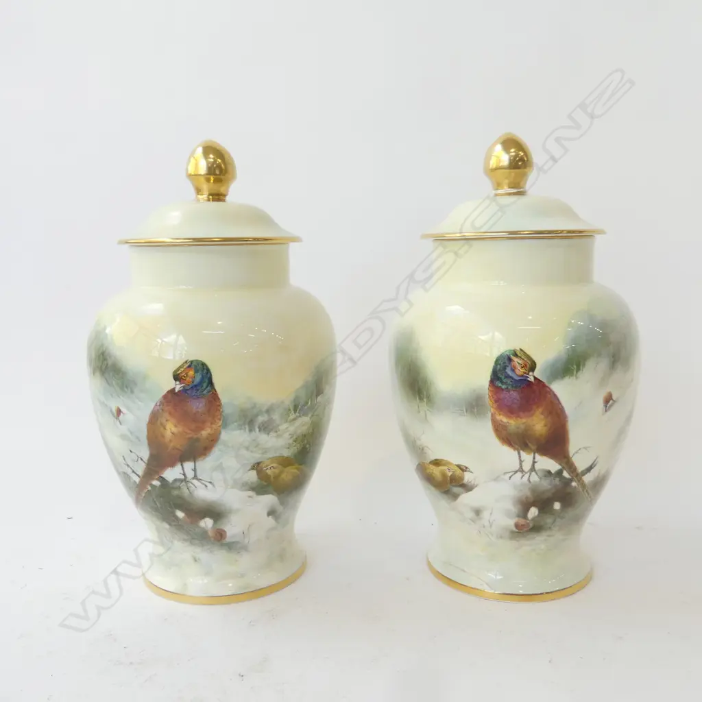 PR COALPORT LIDDED GINGERS HAND PAINTED BY RICHARD BUDD Nos. 31 & 82 OF 100 H.270mm - 1 w. HAIRLINES TO BASE Image 1++