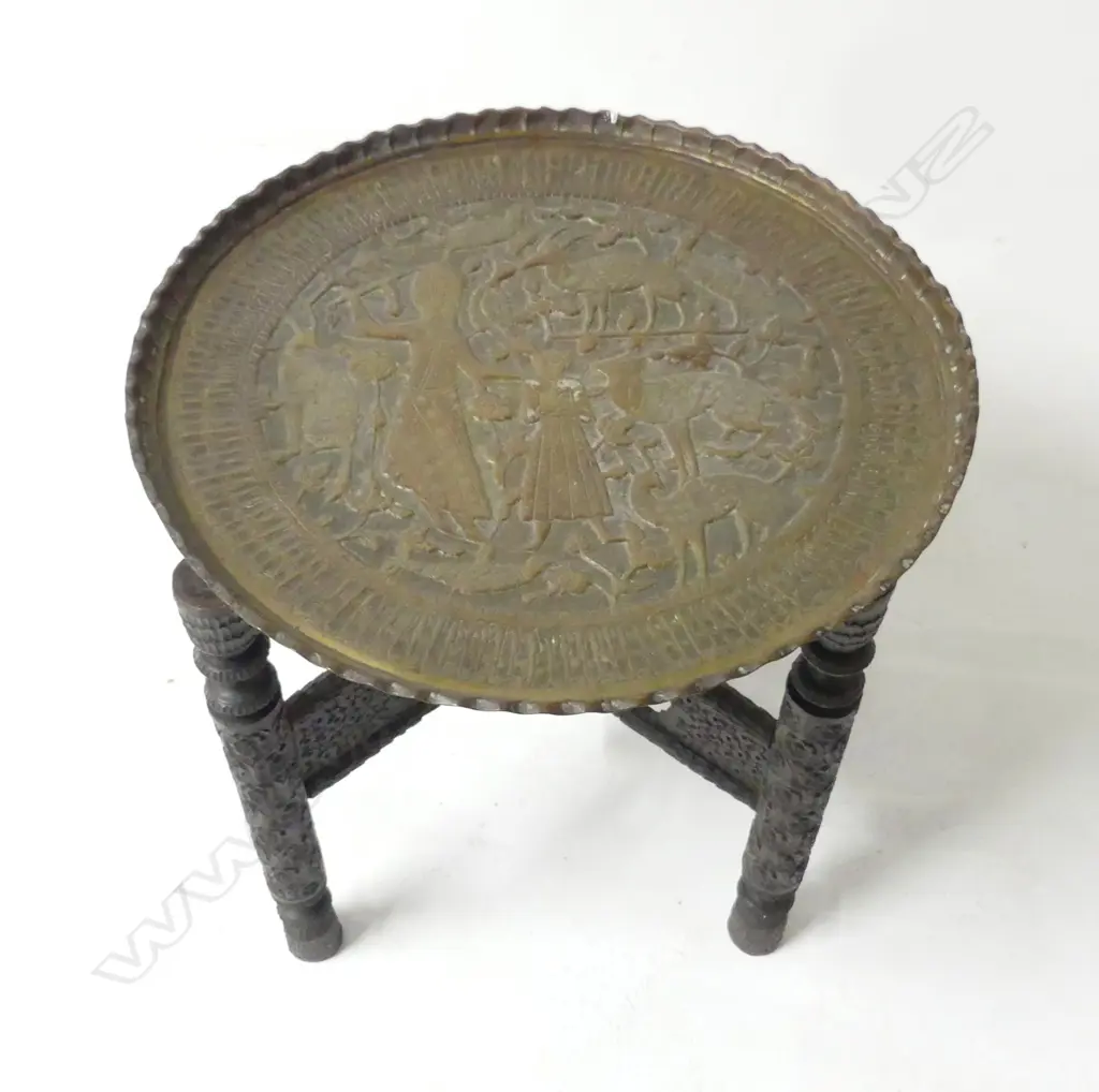 FOLDING INDIAN TRAY TABLE 550mm dia Image 1++