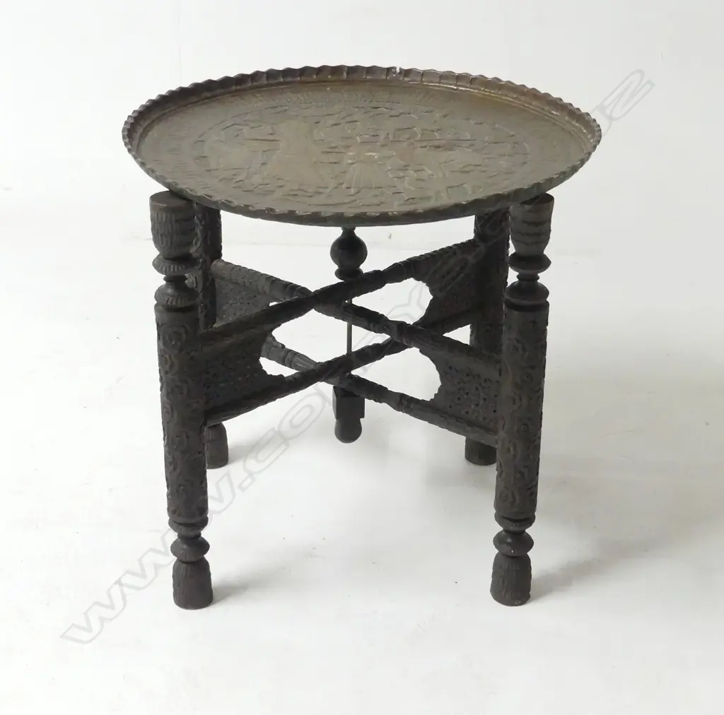 FOLDING INDIAN TRAY TABLE 550mm dia Image 1++
