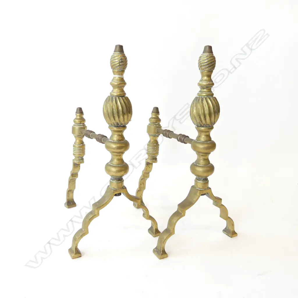 PR OF VICTORIAN BRASS FIREDOGS, H.330mm Image 1++