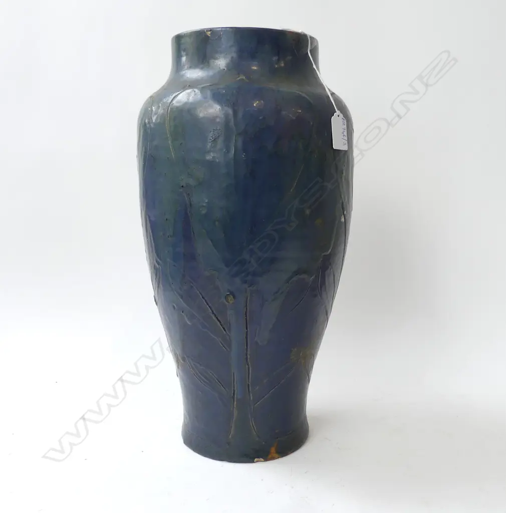 FLEMISH/BELGIAN ART NOUVEAU KORTRYK POTTERY LG SIGNED STUDIO POTTERY VASE H.435mm small faults incised mark to base Image 1++