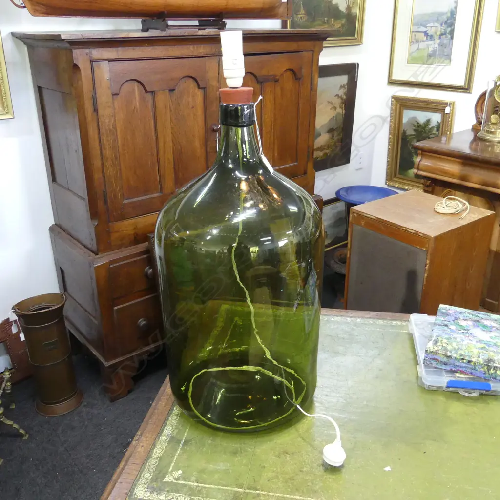 LG GREEN GLASS CARBOY LAMP BASE H.700mm Image 1++