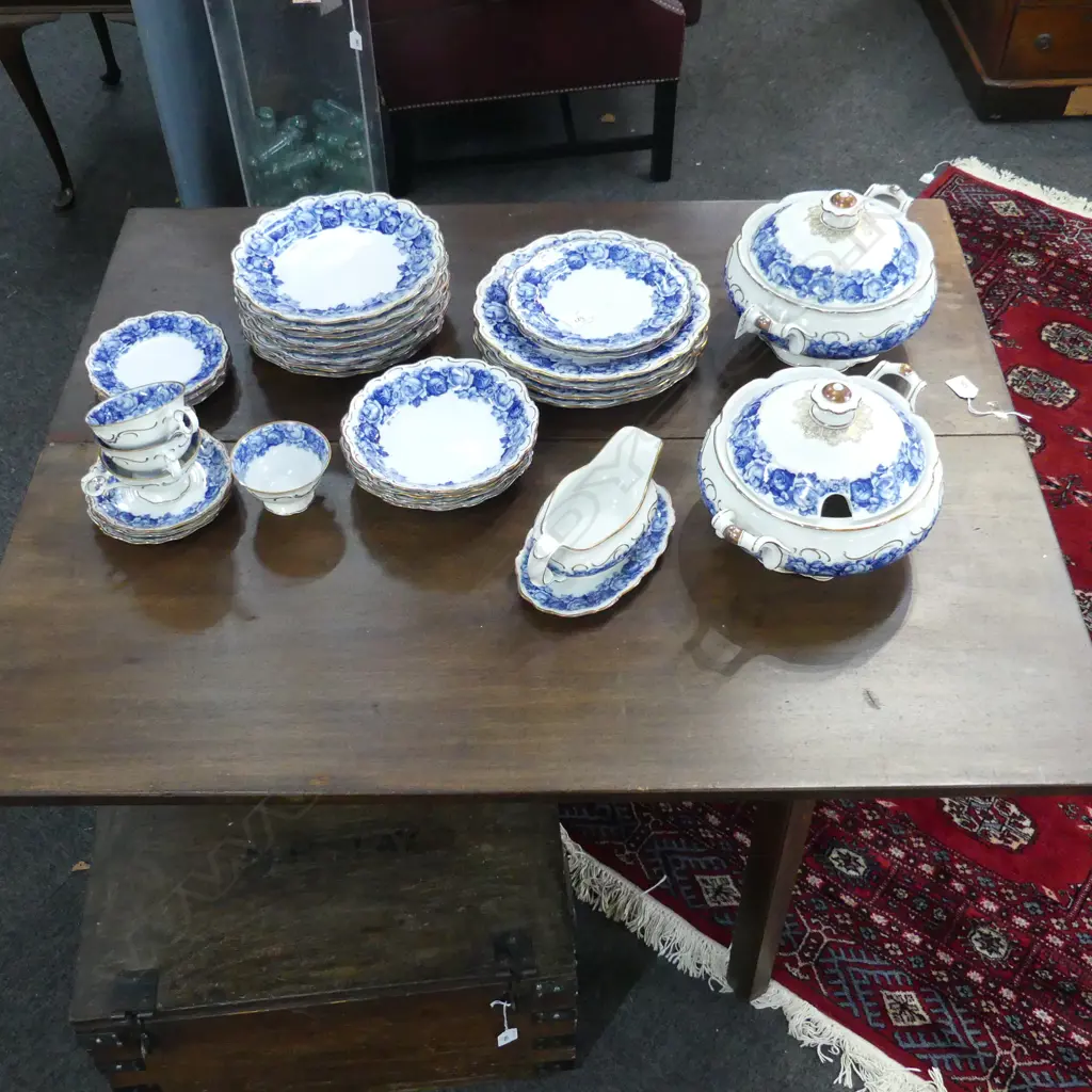 30 PC DINNER SET COBALT ROSE by SCHUMANN BAVARIA, (some missing pcs) Image 1++