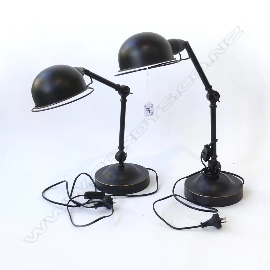 PR JIELDE-STYLE ADJUSTABLE HEAVY BLACK METAL 2 ARM LAMPS - WORKING H.540mm Image 1++