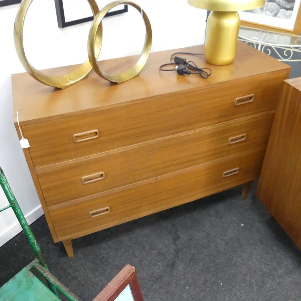 RETRO / MID CENTURY 3 DRAWER CHEST 1070x390x795mm Image 1++