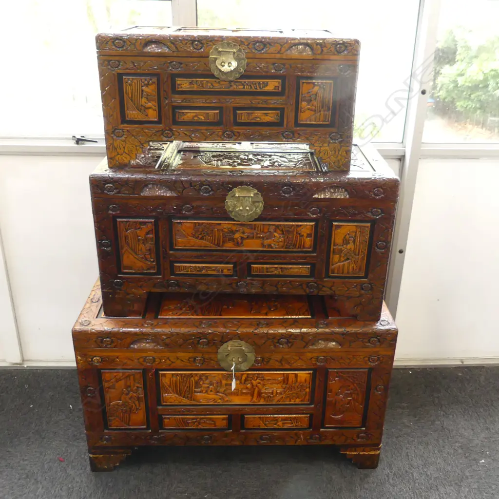 3 CHINESE CAMPHOR CHESTS W.700 / 1010mm Image 1++