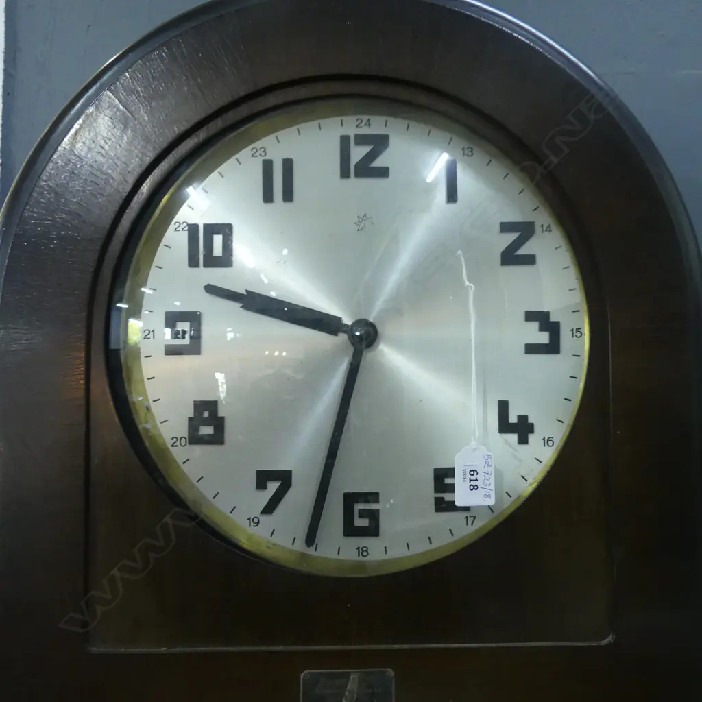 DECO OAK GRANDFATHER CLOCK H.1925mm apparently working 1 weight hook needs attention Image 1++