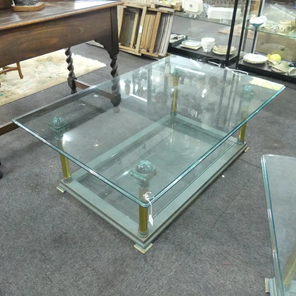 DESIGNER GLASS TOPPED COFFEE TABLE 1200x800x440mm Image 1++