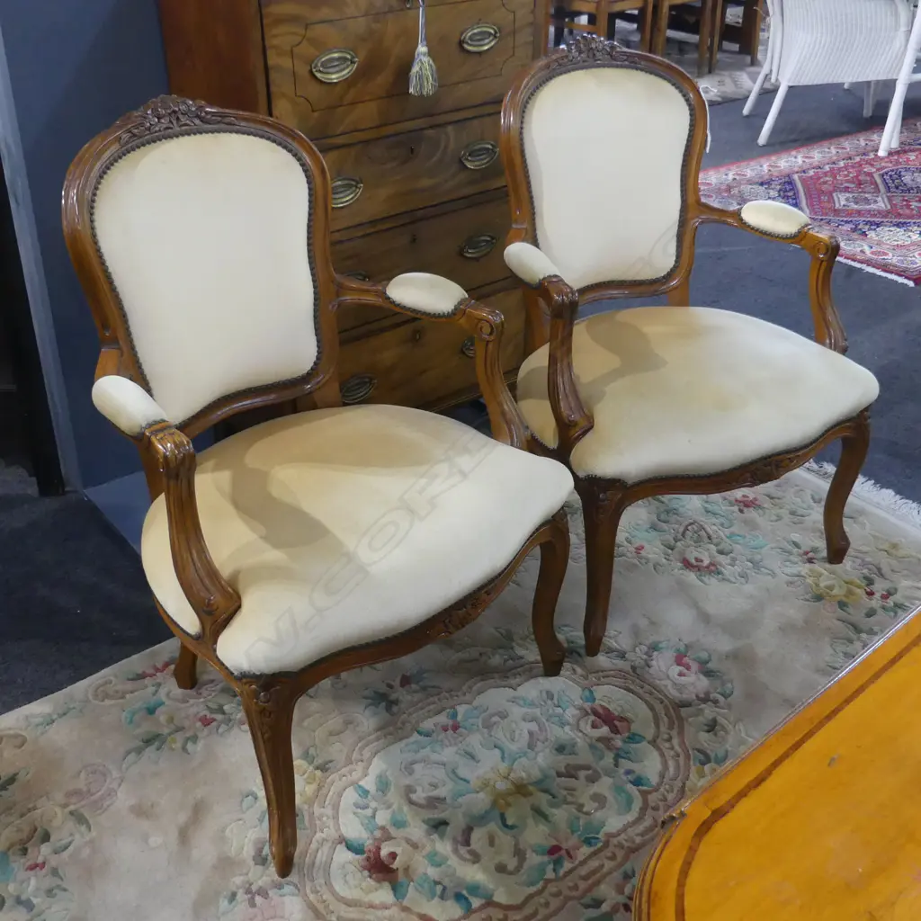 PR FRENCH STYLE UPHOLSTERED ARMCHAIRS Image 1++