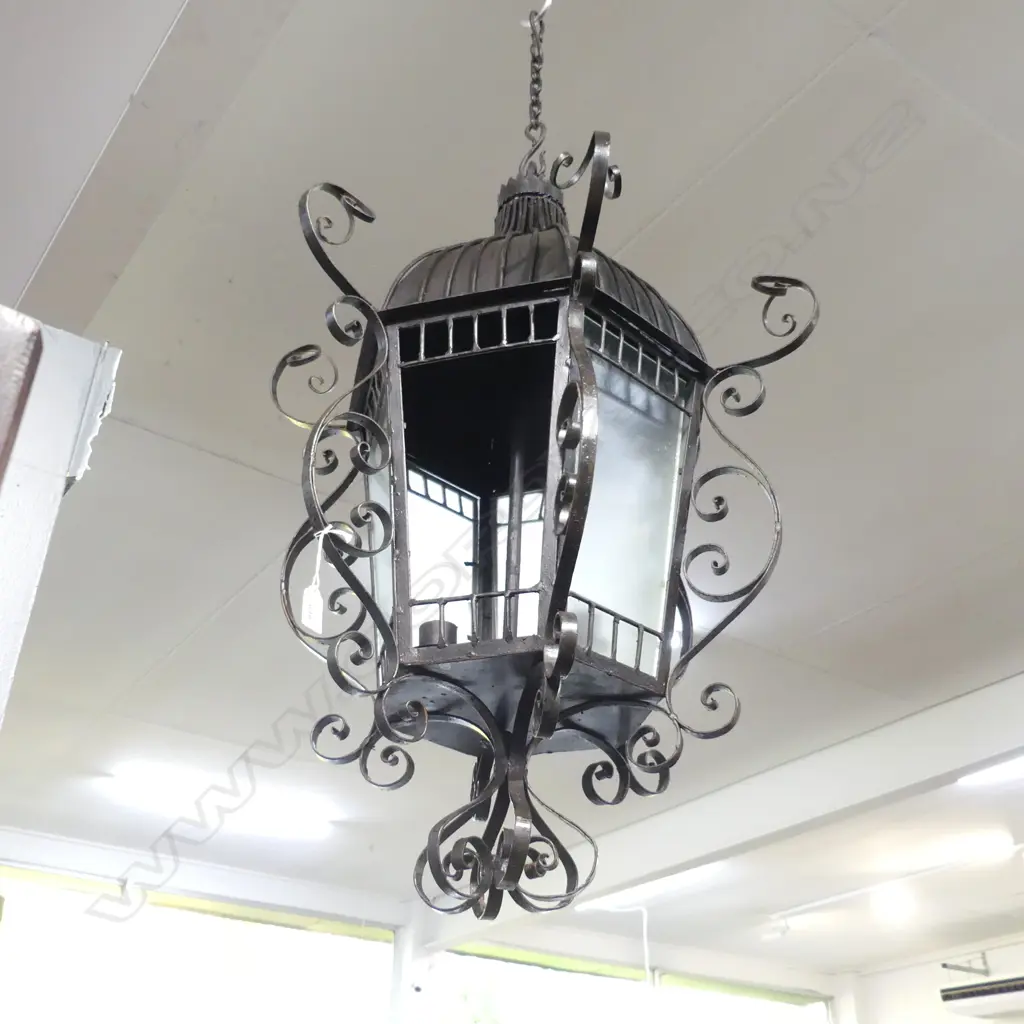 LG 6 SIDED WROUGHT IRON LANTERN H.800mm Image 1++
