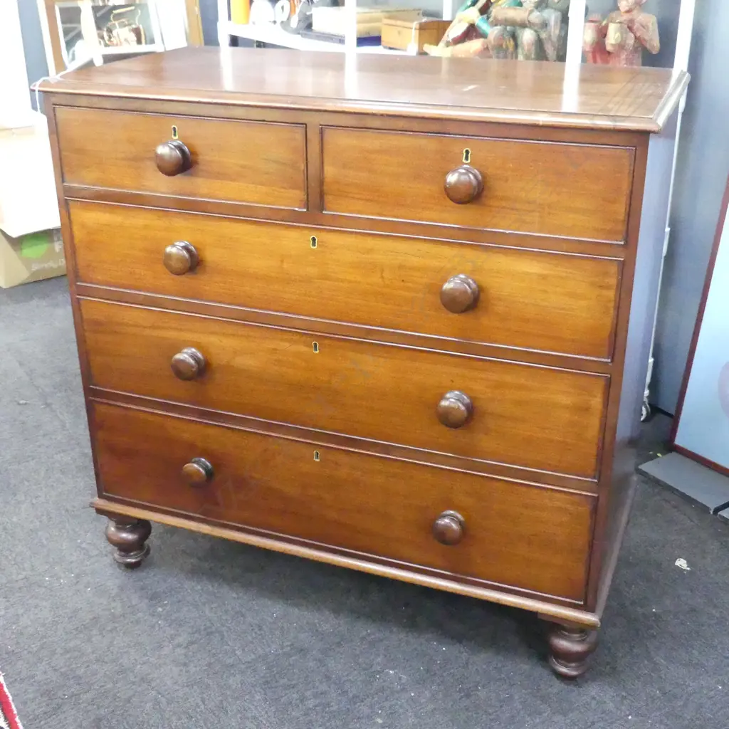 VICTORIAN MAHOGANY 5 DRAWER CHEST 1075x520x1060mm Image 1++