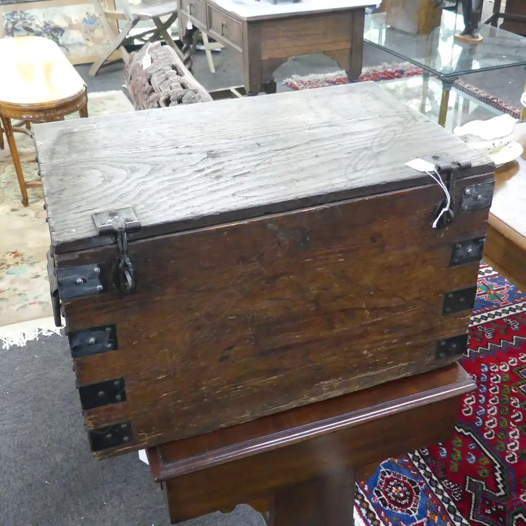 WOODEN BOX 545x370x330mm + ASST. MILITARY CONTENTS; SHIELDS, WWII NEWSPAPER CLIPPINGS ETC Image 1++