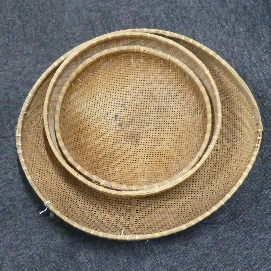 3 ORIENTAL WOVEN BOWLS 490mm dia Image 1++