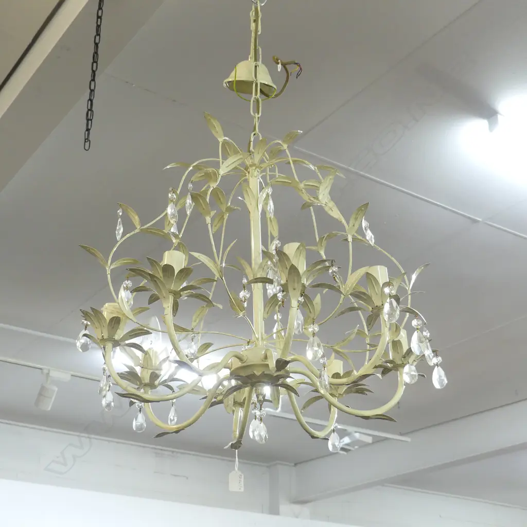 WHITE METAL 8 LIGHT CHANDELIER H.480mm Image 1++