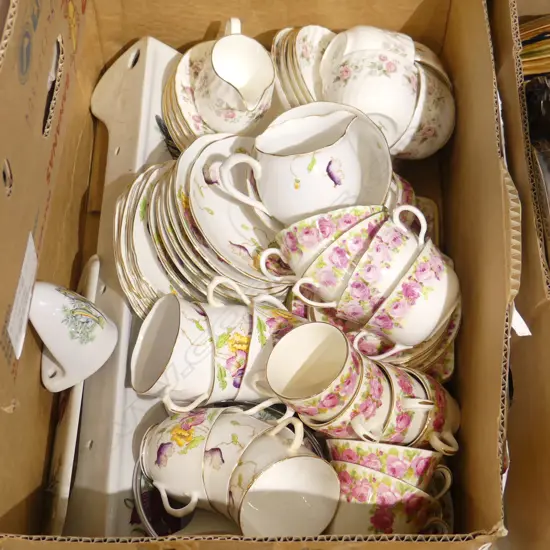 3 TEA SETS; R. ALBERT, R. DOULTON, MINTON + BATHROOM FITTINGS CHINA