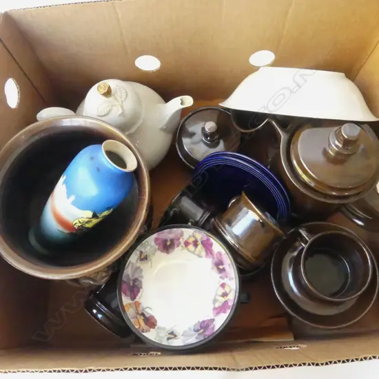 ASST. BROWN CHINA; COFFEE SET ETC