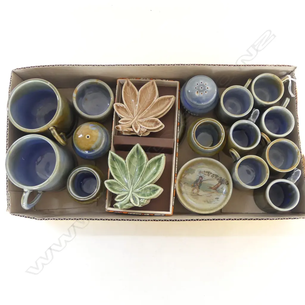 VINTAGE IRISH WADE INCL SMALL DISHES & COLLECTION OF MINATURE MUGS w IRISH SCENES Image 1++