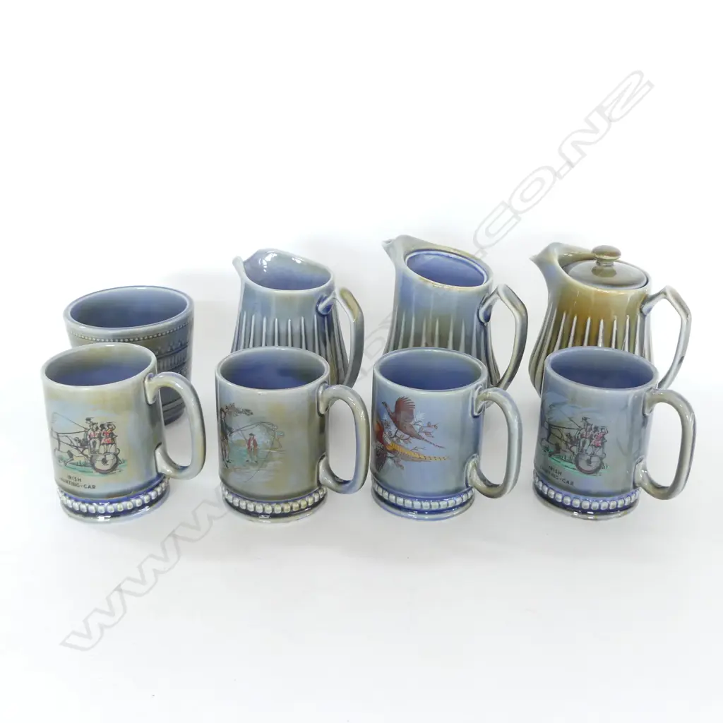 COLLECTION VINTAGE IRISH WADE, COFFEE MUGS, COFFEE PT, JUG & HERB POT Image 1++