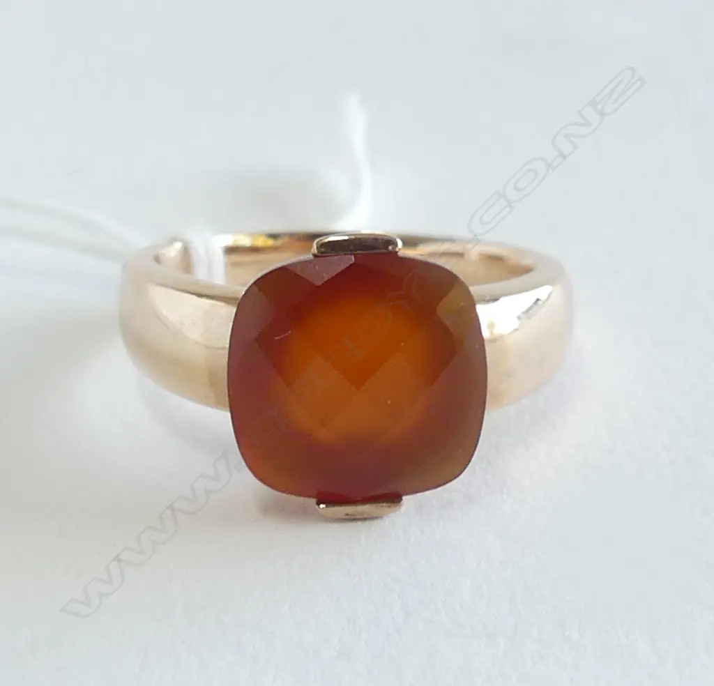 925 SILVER ROSE GOLD GILT FIRE OPAL RING  SIZE U Image 1++