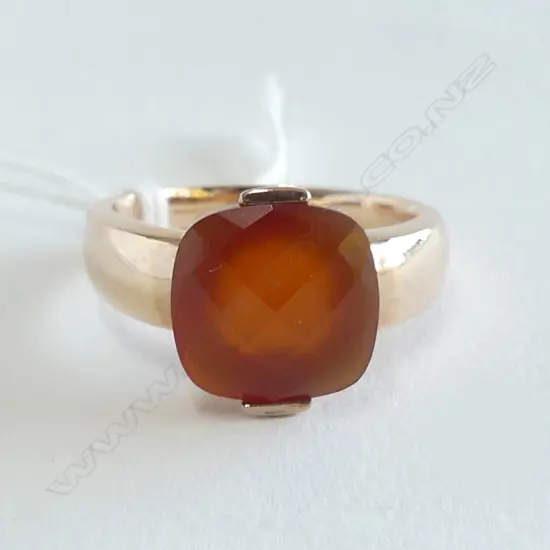 925 SILVER ROSE GOLD GILT FIRE OPAL RING  SIZE U