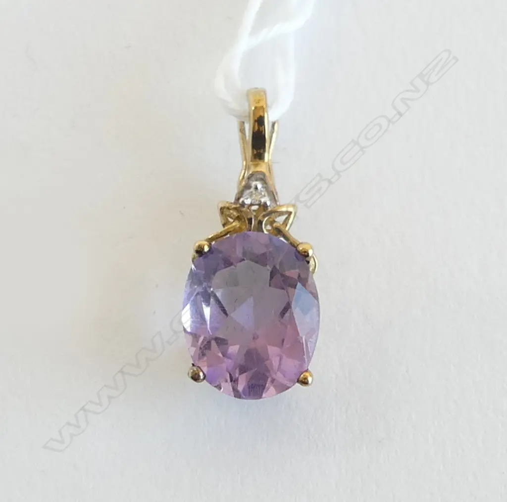 9CT AMETHYST & DIAMOND ENHANCER Image 1++