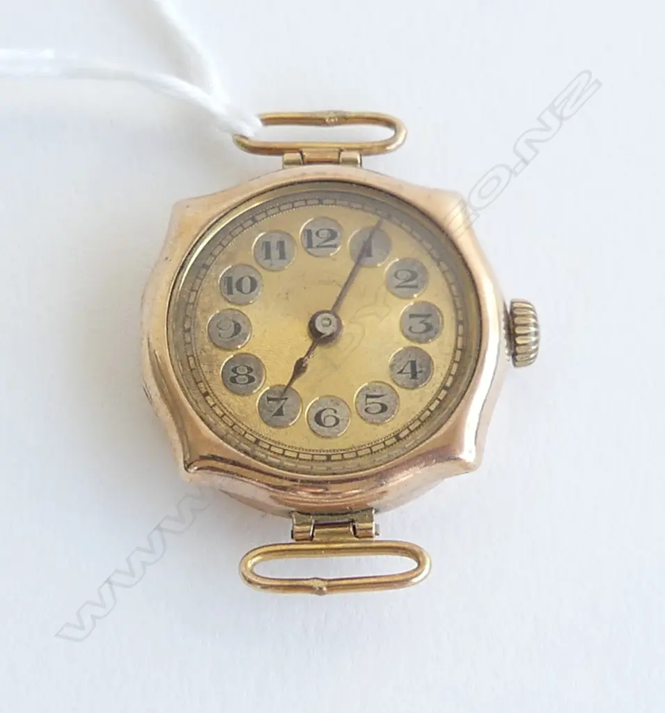 9cT GOLD 1920'S LADIES ROLEX WRISTWATCH no strap. Working Image 1++