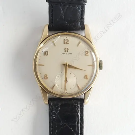 VINTAGE 9ct ROSE GOLD OMEGA GENT'S WRIST WATCH C1960 25yrs service engraved 9ct gold Omega buckle