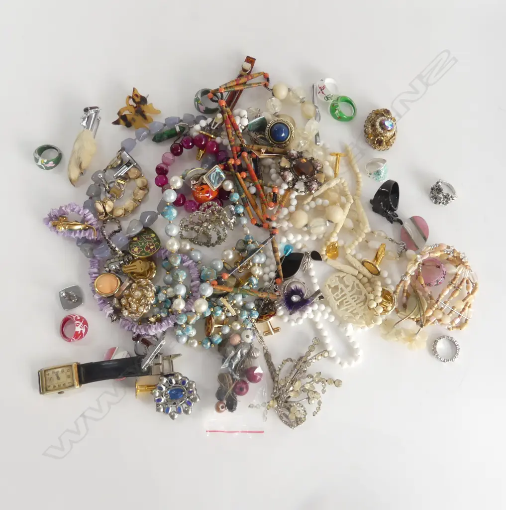 ASST. COSTUME JEWELLERY; RINGS, CUFFLINKS, NECKLACES ETC Image 1++