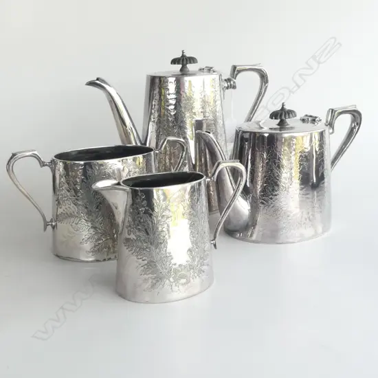 4 PC BAKER BROTHERS SILVER PLATE TEA SET, B'HAM