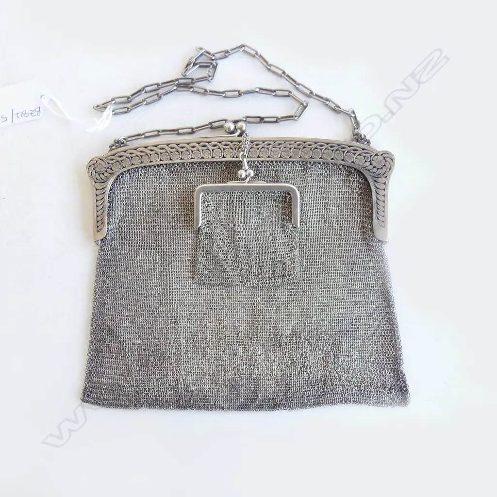 800 SILVER MESH PURSE W.180mm + SMALLER 328gms Image 1++