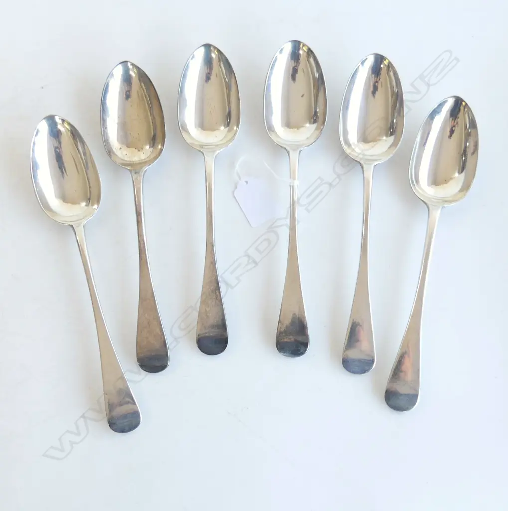 6 STG SILVER TABLE SPOONS, LONDON 1852 527gms Image 1++