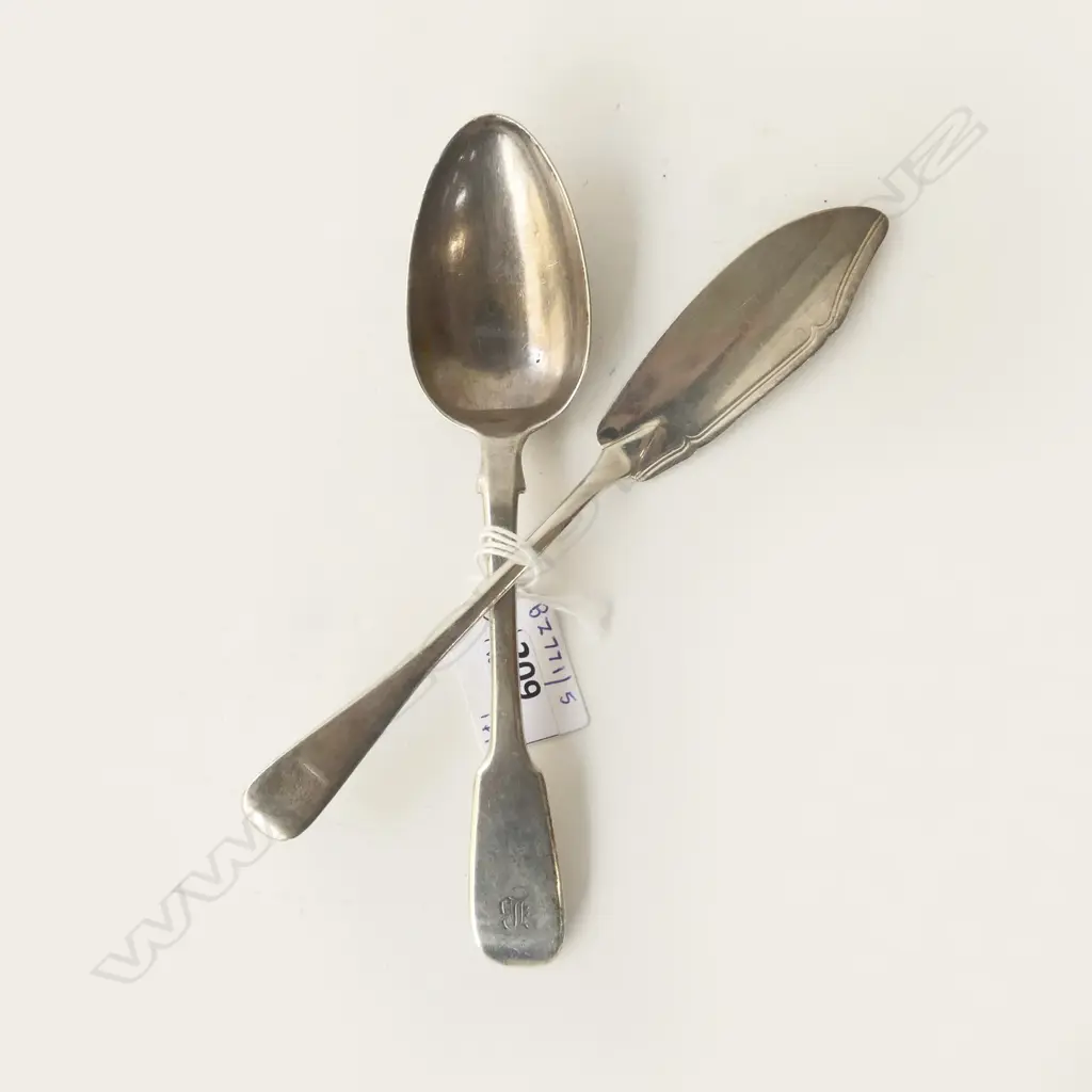 GEO S/SILVER DESSERT SPOON & BUTTER KNIFE 79G  Image 1++